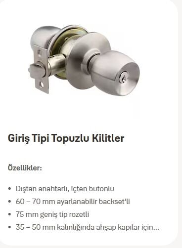 YALE TOPUZ KİLİT